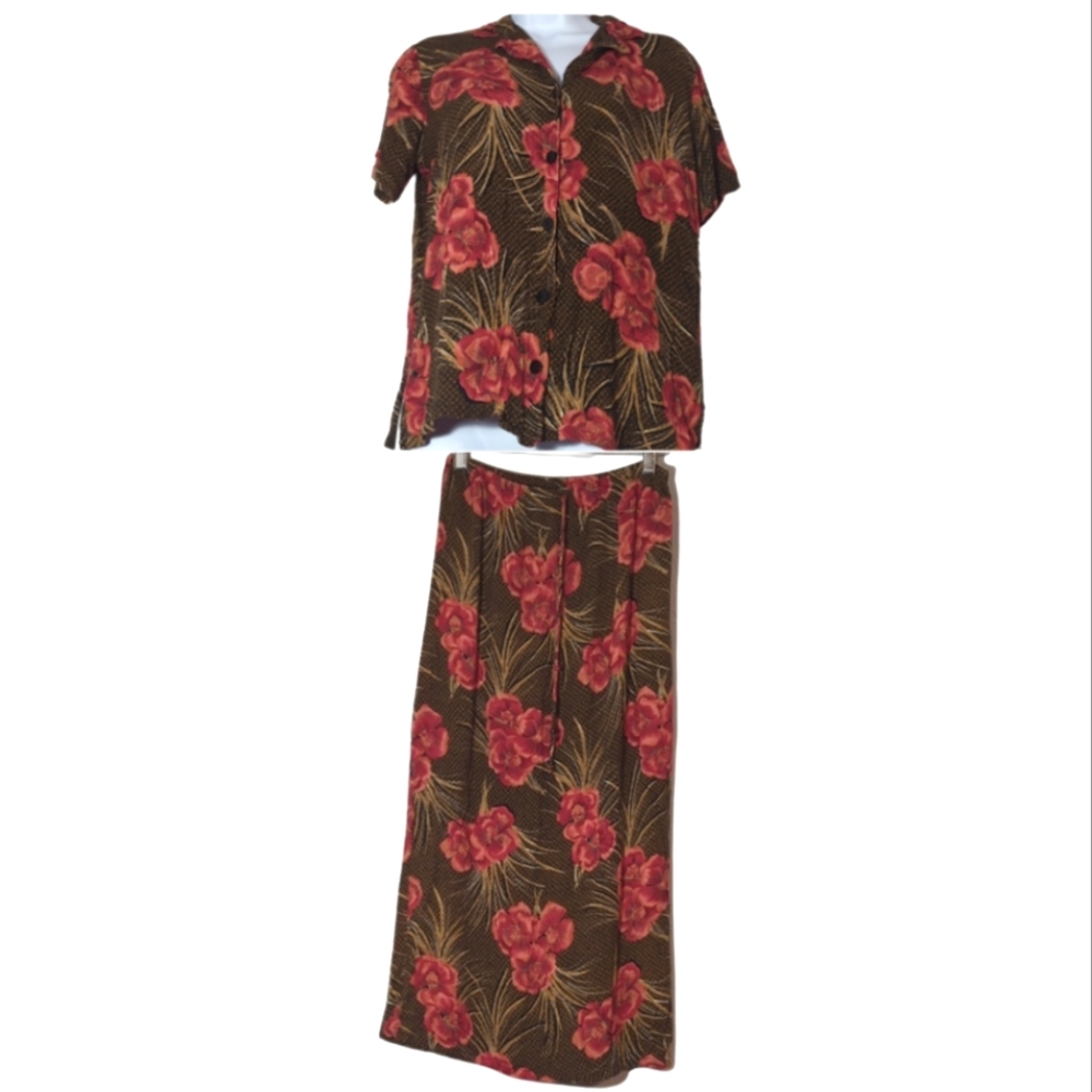2 Piece Women's Hawaiian Shirt & Skirt Vacation Resort Wear Beach Matching Set